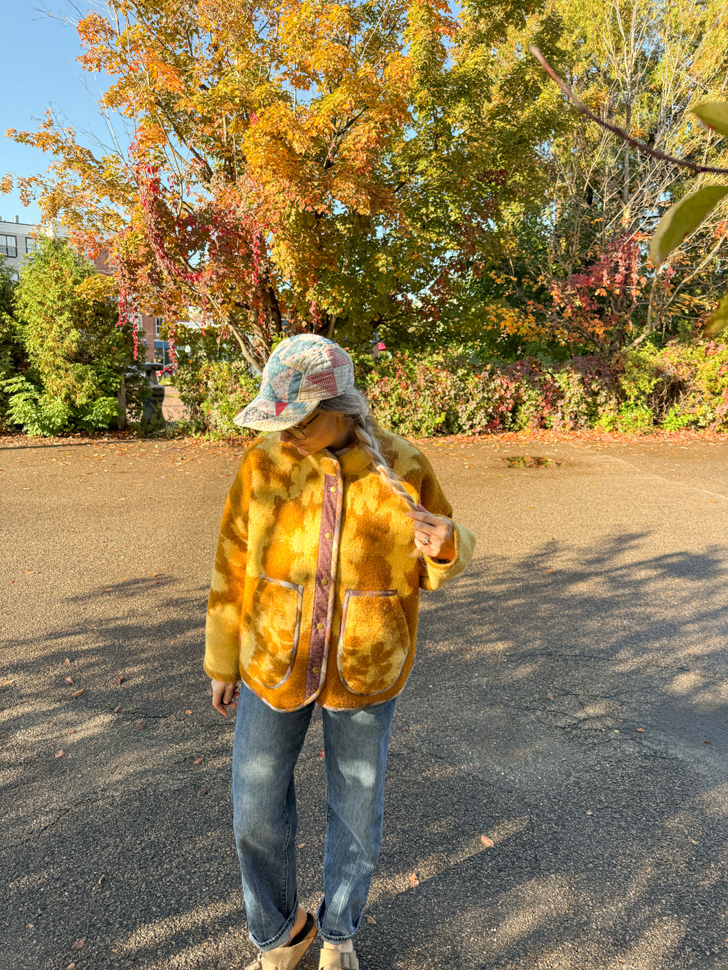 One-of-a-Kind: Goldenrod Ukrainian Blanket Flora Jacket (L)