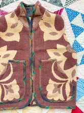 Load image into Gallery viewer, One-of-a-Kind: Brown and Tan Floral Vintage Blanket Vest (XS-M)
