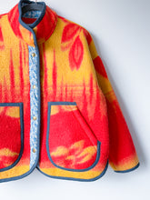 Load image into Gallery viewer, One-of-a-Kind: Red and Goldenrod Floral Ukrainian Blanket Flora Jacket (M)
