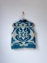 Load image into Gallery viewer, One-of-a-Kind: Ukrainian Blue Floral Vintage Blanket Vest (XS-M)
