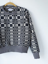 Load image into Gallery viewer, One-of-a-Kind: Black and Cream Coverlet Pullover (L)
