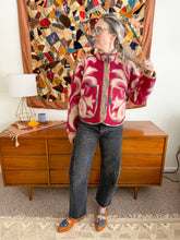 Load image into Gallery viewer, One-of-a-Kind: Deep Fuchsia Floral Ukrainian Blanket Flora Jacket (XS)
