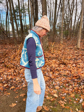 Load image into Gallery viewer, One-of-a-Kind: Ukrainian Blue Floral Wool Blanket Cropped Vest (XS-S)
