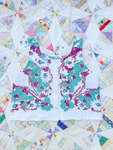 Load image into Gallery viewer, One-of-a-Kind: Vintage purple and teal Floral Tablecloth Pearl Snap Tank (S) #2
