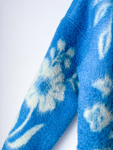 Load image into Gallery viewer, One-of-a-Kind: Blue Floral Ukrainian Blanket Hooded Flora Jacket (S)
