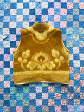 Load image into Gallery viewer, One-of-a-Kind: Ochre Floral Wool Blanket Vest (XS-M)
