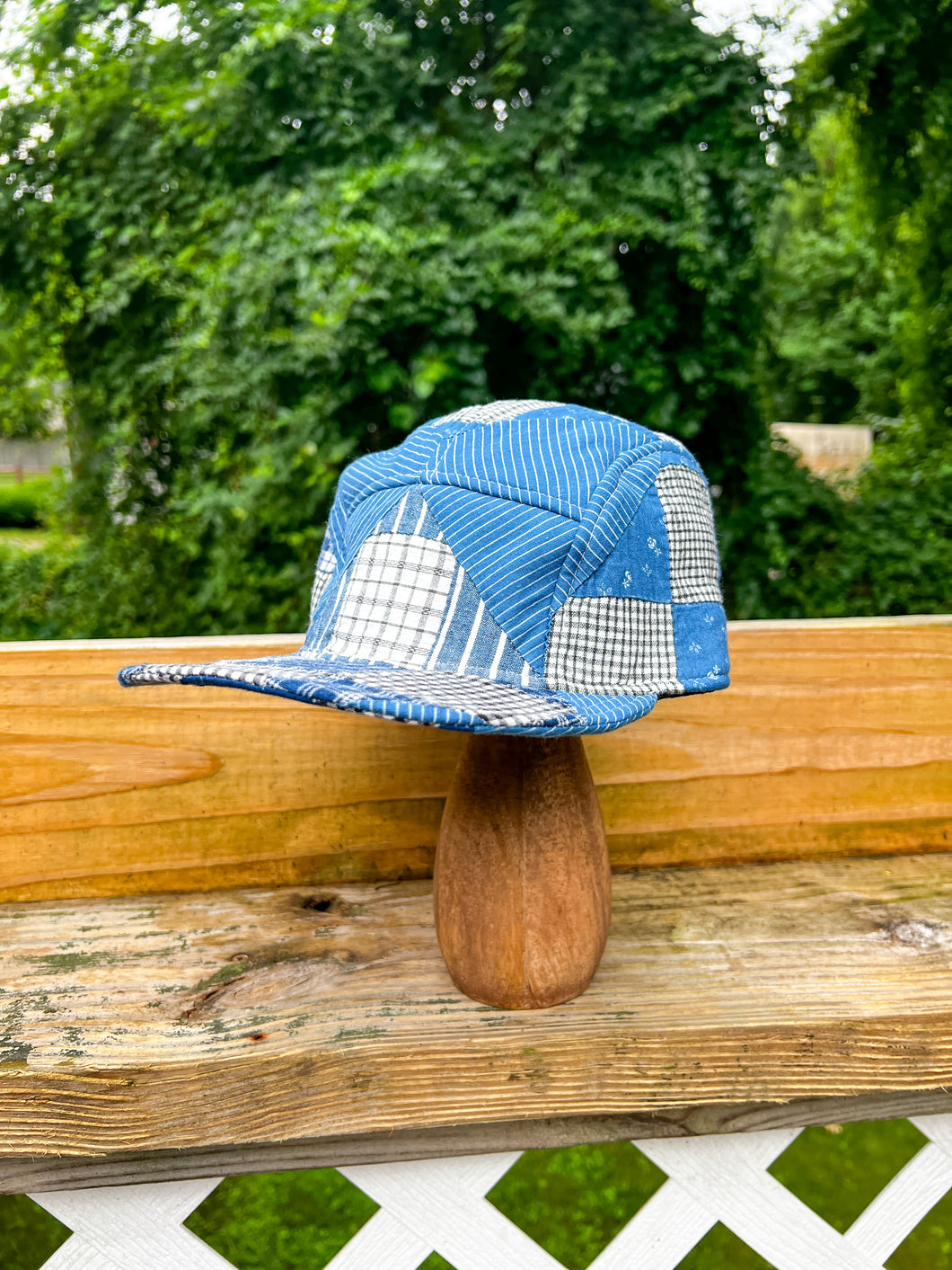 One-of-a-Kind: Indigo Mosaic 5 Panel Hat