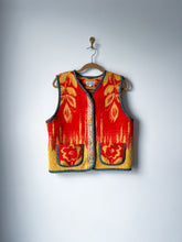 Load image into Gallery viewer, One-of-a-Kind: Tropical Floral Wool Blanket Snap Front Vest (L)
