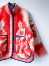Load image into Gallery viewer, One-of-a-Kind: Coral Orange Floral Ukrainian Blanket Flora Jacket (L)
