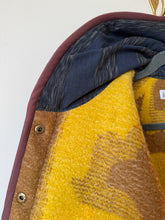 Load image into Gallery viewer, One-of-a-Kind:Mustard and Chartreuse Floral Ukrainian Blanket Hooded Flora Jacket (M)
