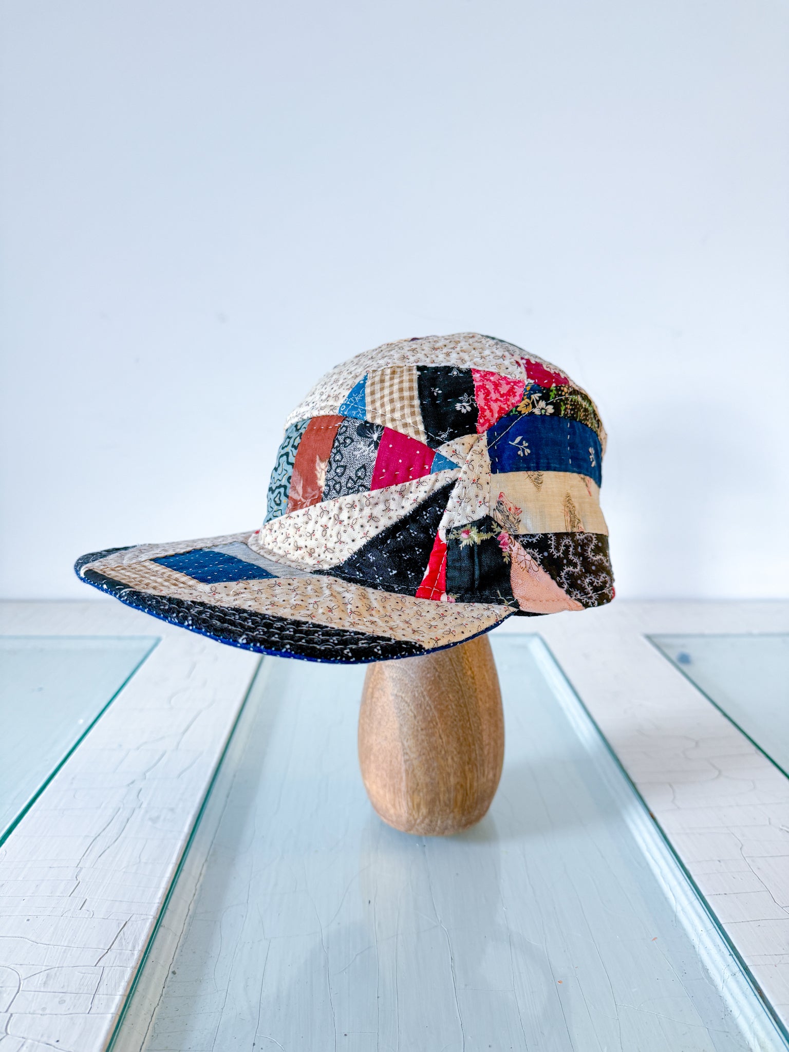 Anemone VT Patchwork Cap - One-of-a-Kind: Arkansas Star 5 Panel Hat Ministry of Culture - Handmade 5 Panel Camp Hat - Electric  main image 3