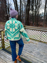 Load image into Gallery viewer, One-of-a-Kind: Kelly Green Floral Ukrainian Wool Blanket Flora Jacket (S)
