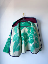 Load image into Gallery viewer, One-of-a-Kind: Green Floral Ukrainian Blanket Hooded Flora Jacket (L)
