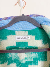 Load image into Gallery viewer, One-of-a-Kind: Green Geometric Ukrainian Blanket Flora Jacket (S)
