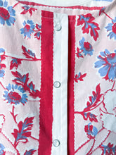 Load image into Gallery viewer, One-of-a-Kind: Vintage Periwinkle Floral Tablecloth Pearl Snap Tank (L)
