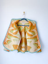 Load image into Gallery viewer, One-of-a-Kind: Tan/Orange/Green Ukrainian Blanket Flora Jacket (L)
