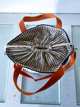 Load image into Gallery viewer, One-of-a-Kind: Indigo Drunkard’s Path Project Bag (with detachable strap)
