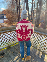 Load image into Gallery viewer, One-of-a-Kind: Burgundy Floral Ukrainian Blanket Flora Jacket (M)
