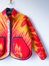 Load image into Gallery viewer, One-of-a-Kind: Red and Goldenrod Floral Ukrainian Blanket Flora Jacket (S)

