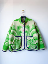 Load image into Gallery viewer, One-of-a-Kind: Bright Green Floral Ukrainian Blanket Flora Jacket (M)
