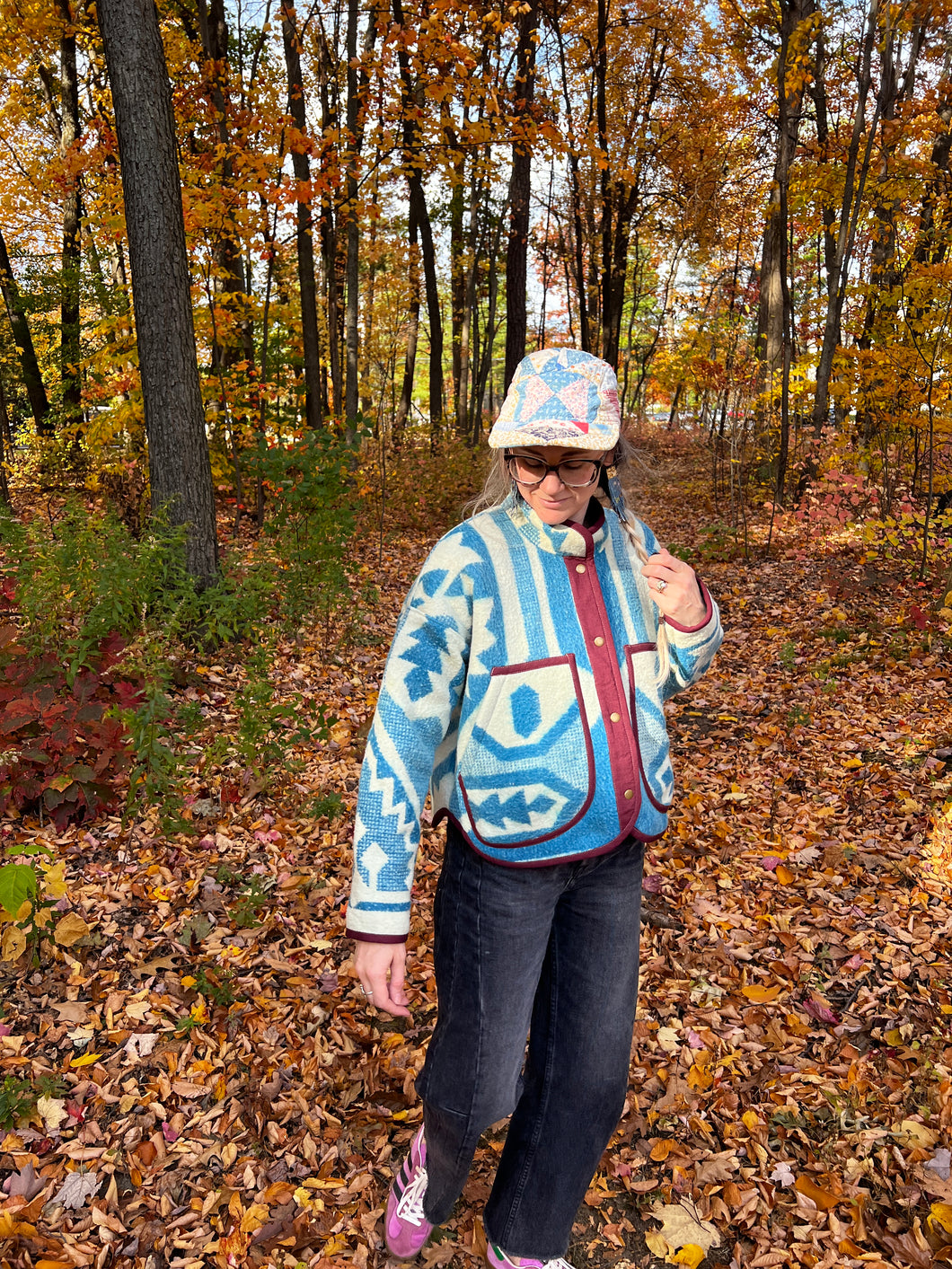 One-of-a-Kind: Ukrainian Geometric Blanket Flora Jacket (S)