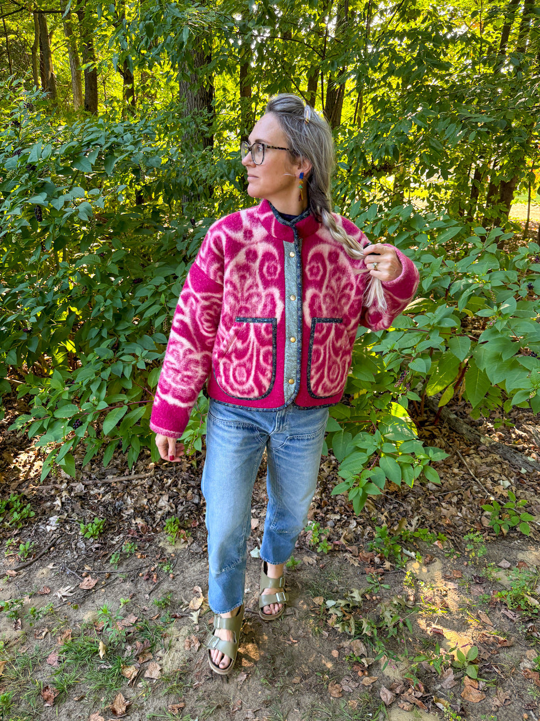 One-of-a-Kind: Fuchsia Ukrainian Blanket Flora Jacket (S)