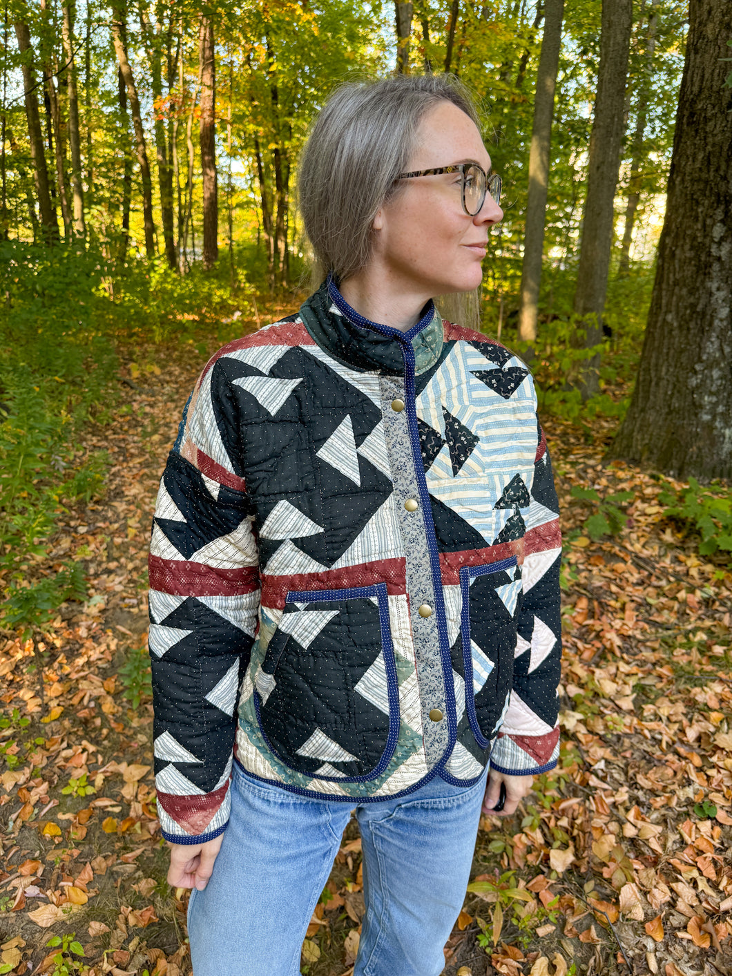 One-of-a-Kind: 19th Century Churn Dash Flora Jacket (M)