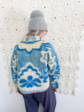 Load image into Gallery viewer, One-of-a-Kind: Blue Floral Ukrainian Blanket Flora Jacket (S)
