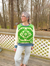 Load image into Gallery viewer, One-of-a-Kind: Green Floral Ukrainian Blanket Pullover (L)
