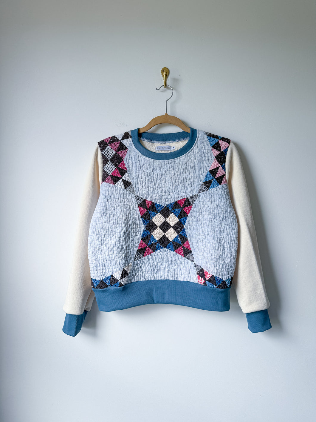 One-of-a-Kind: Pine Burr Nine Patch French Terry Pullover (M)