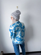 Load image into Gallery viewer, One-of-a-Kind: Blue Floral Wool Ukrainian Blanket Flora Jacket (M)
