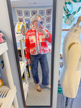 Load image into Gallery viewer, One-of-a-Kind: Red Floral Ukrainian Blanket Flora Jacket (S)
