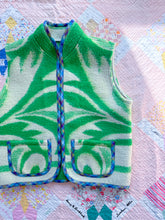 Load image into Gallery viewer, One-of-a-Kind: Green Leaf Wool Blanket Vest (XS-M)
