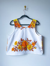 Load image into Gallery viewer, One-of-a-Kind: Vintage Autumn Rose Tablecloth Pearl Snap Tank (M)
