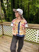 Load image into Gallery viewer, One-of-a-Kind: Vintage Tulip Tablecloth Shaftsbury Shirt (M)
