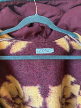 Load image into Gallery viewer, One-of-a-Kind: Plum and Tan Floral Ukrainian Blanket Hooded Flora Jacket (S)
