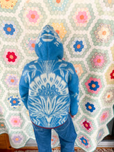 Load image into Gallery viewer, One-of-a-Kind: Blue Floral Ukrainian Blanket Hooded Flora Jacket (S)
