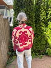 Load image into Gallery viewer, One-of-a-Kind: Fuchsia Berry Ukrainian Blanket Flora Jacket (S)
