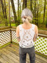 Load image into Gallery viewer, One-of-a-Kind: Cutwork Embroidered Coverlet Turnaround Tank (S)
