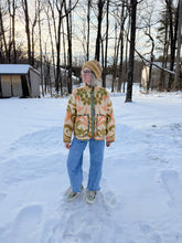 Load image into Gallery viewer, One-of-a-Kind: Green and Orange woven Floral Ukrainian Blanket Flora Jacket (L)
