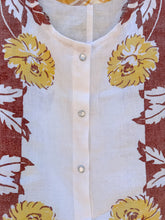 Load image into Gallery viewer, One-of-a-Kind: Vintage Brown and Yellow Floral Tablecloth Pearl Snap Tank (M)
