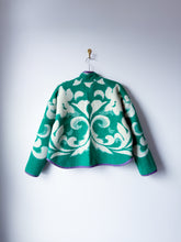 Load image into Gallery viewer, One-of-a-Kind: Green Floral Ukrainian Blanket Flora Jacket (S)
