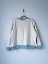 Load image into Gallery viewer, One-of-a-Kind: Navy and Cream Coverlet French Terry Pullover (XL)
