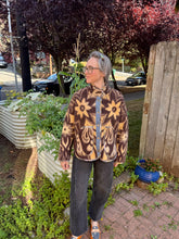 Load image into Gallery viewer, One-of-a-Kind: Chocolate Floral Ukrainian Blanket Flora Jacket (M)
