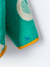 Load image into Gallery viewer, One-of-a-Kind: Kelly Green Floral Wool Ukrainian Blanket Hooded Flora Jacket (L)
