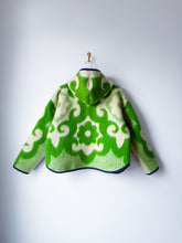 Load image into Gallery viewer, One-of-a-Kind: Spring Green Floral Ukrainian Blanket Hooded Flora Jacket (M)
