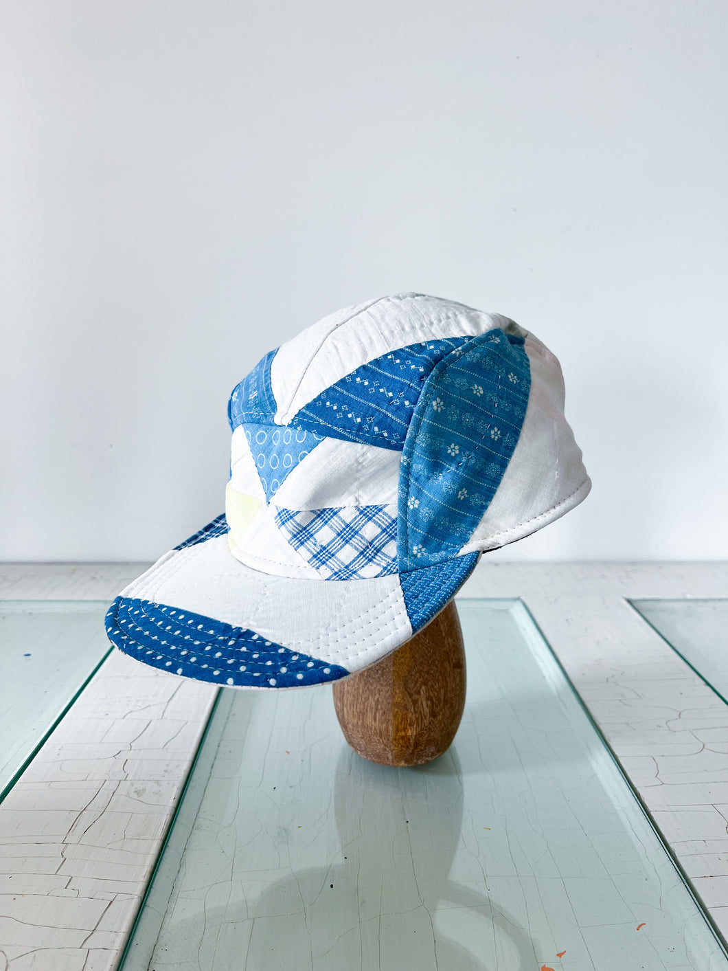 One-of-a-Kind: Indigo Half Square Triangle 5 Panel Hat