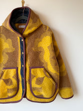 Load image into Gallery viewer, One-of-a-Kind:Mustard and Chartreuse Floral Ukrainian Blanket Hooded Flora Jacket (M)
