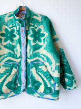 Load image into Gallery viewer, One-of-a-Kind: Green Floral Ukrainian Blanket Flora Jacket (L)
