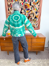 Load image into Gallery viewer, One-of-a-Kind: Green Floral Ukrainian Blanket Flora Jacket (S)
